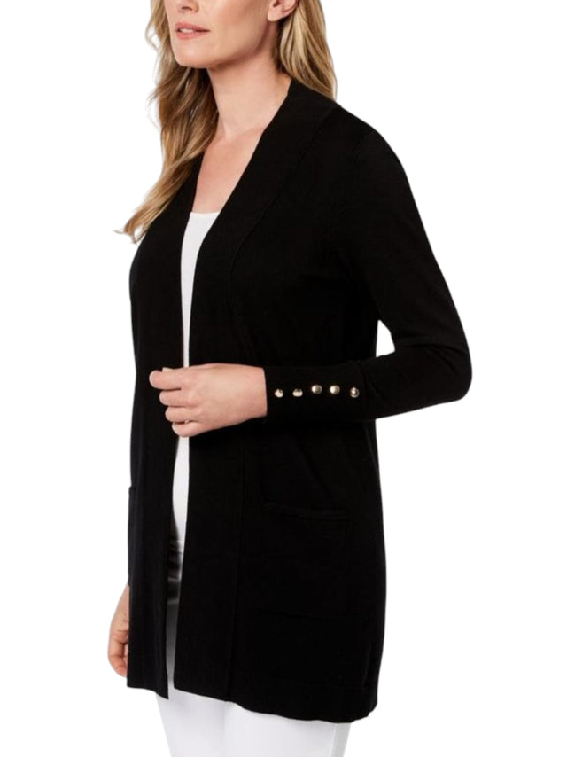 Image for Women's Plain Solid Cardigan,Black