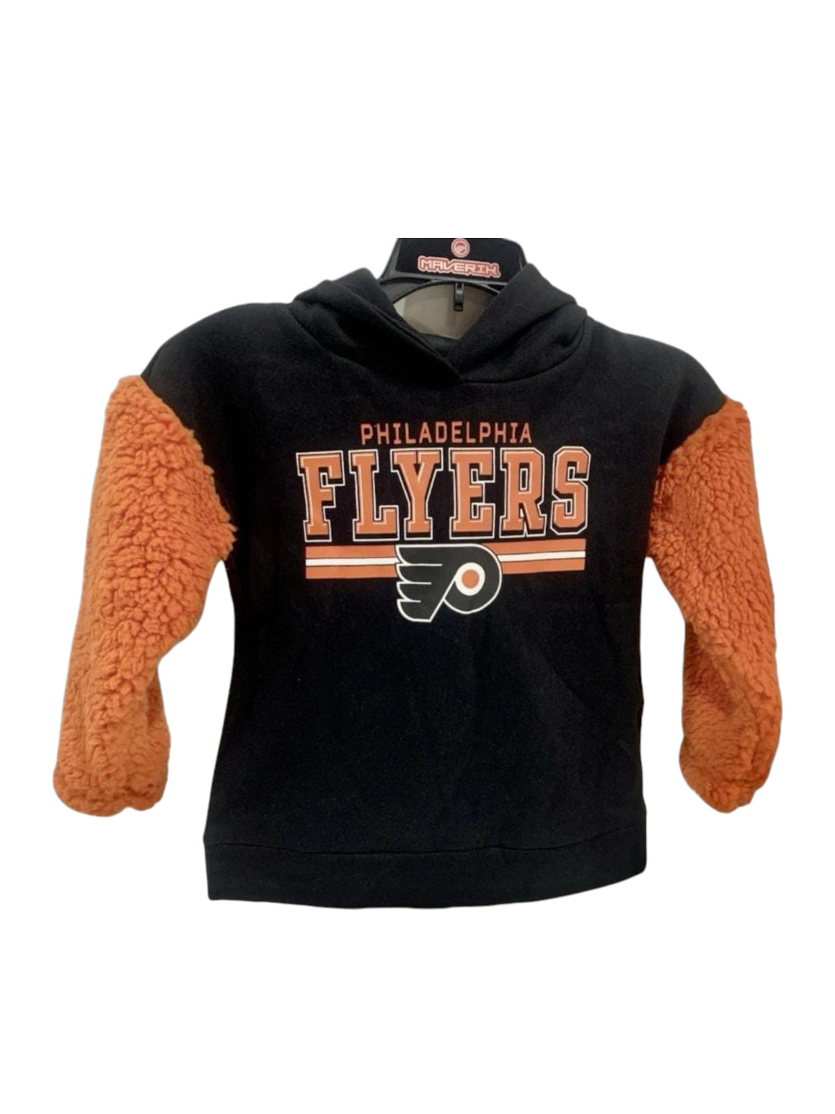 Image for Kids Girl's Printed Faux Fur Sleeve Hoodie,Black