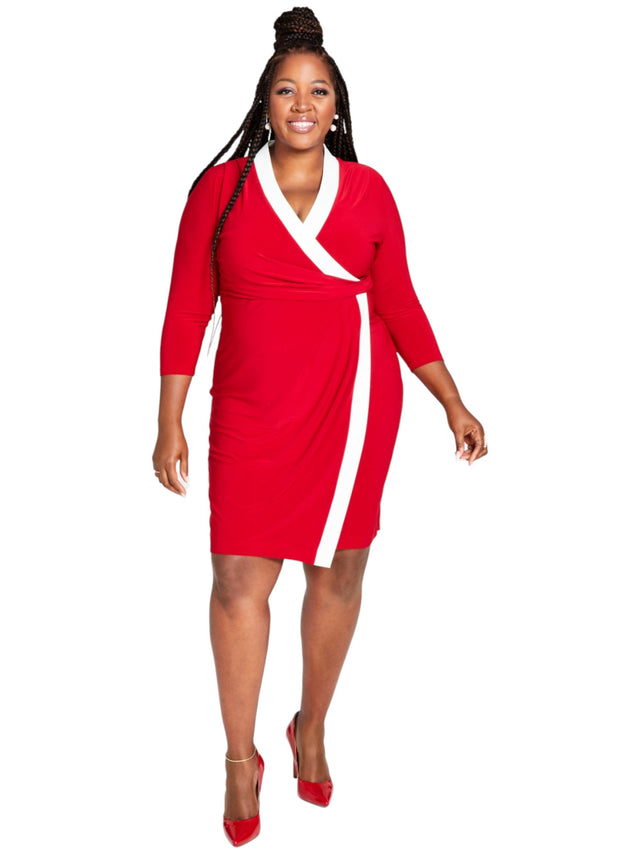 Image for Women's Colorblocked Dress,Red