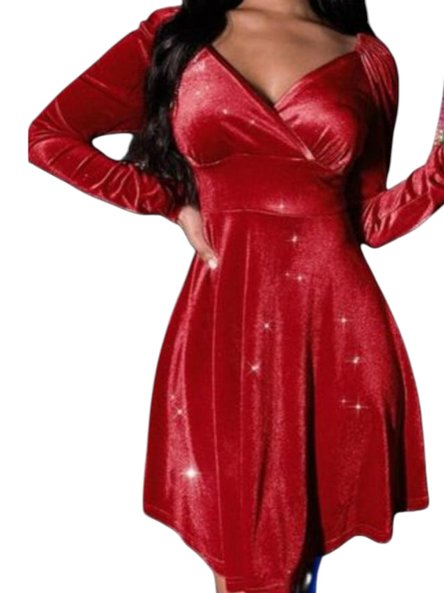 Image for Women's Shiny Velour Dress,Red