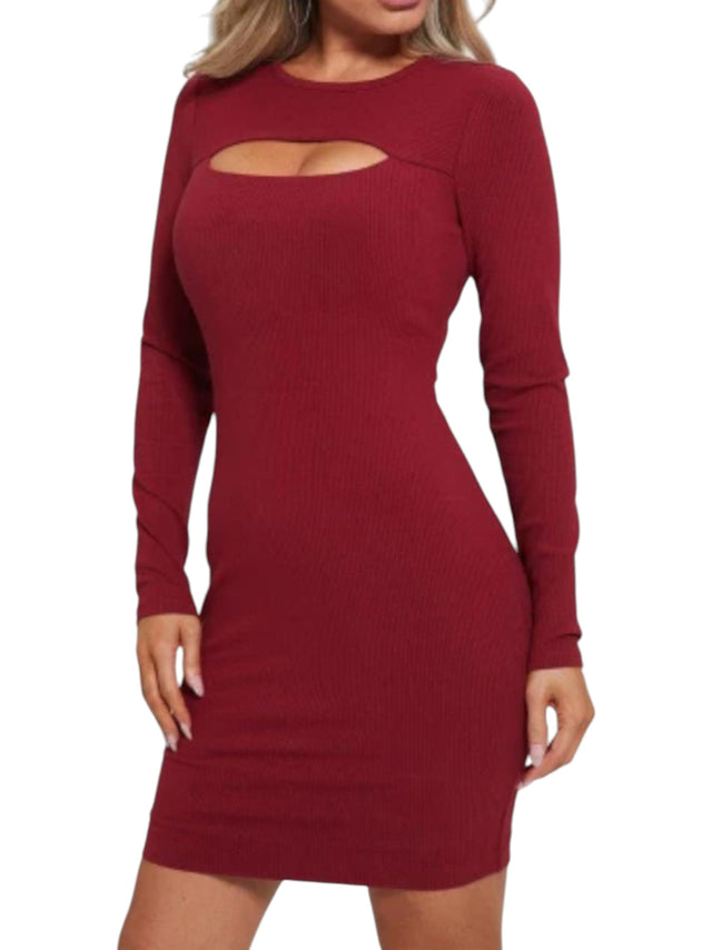 Image for Womne's Knitted Dress,Burgundy