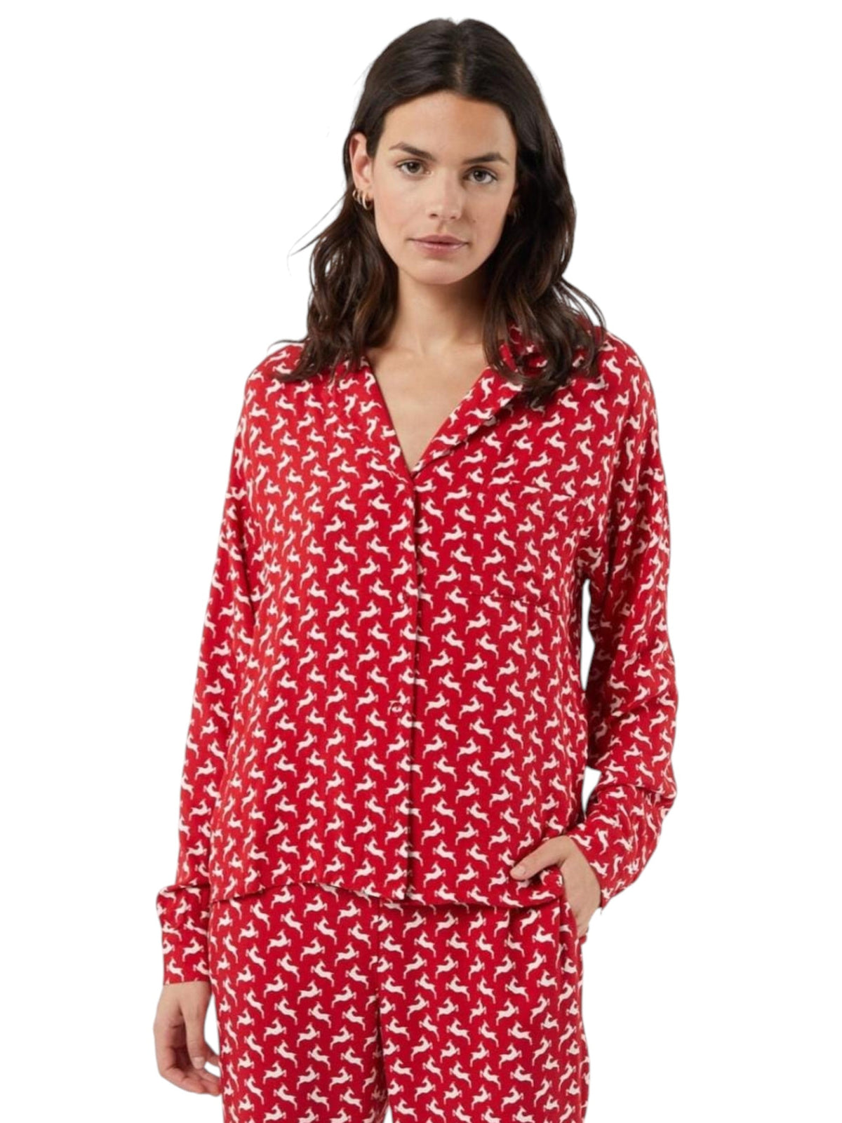 Image for Women's Printed Chemise,Red