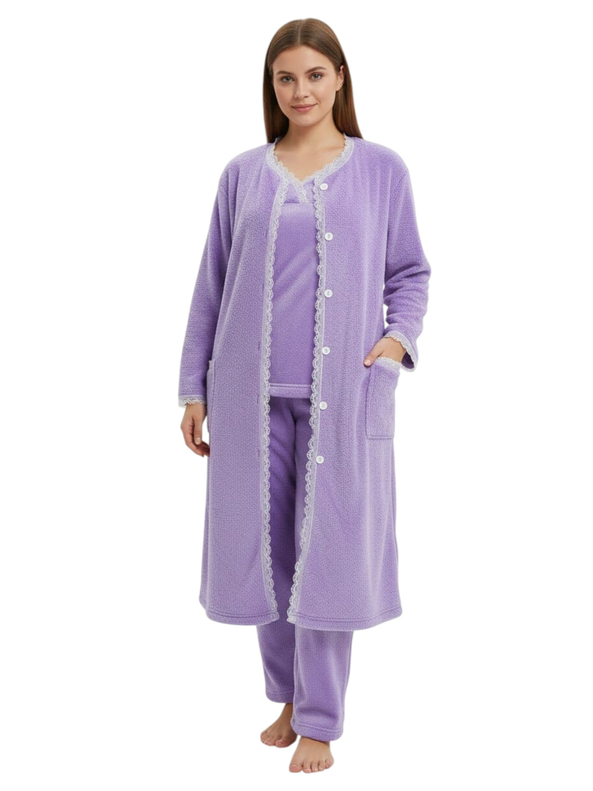 Image for Women's Faux Fur Sleepwear Set,Purple