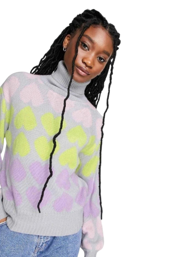 Image for Women's Heart Printed Sweaters,Multi
