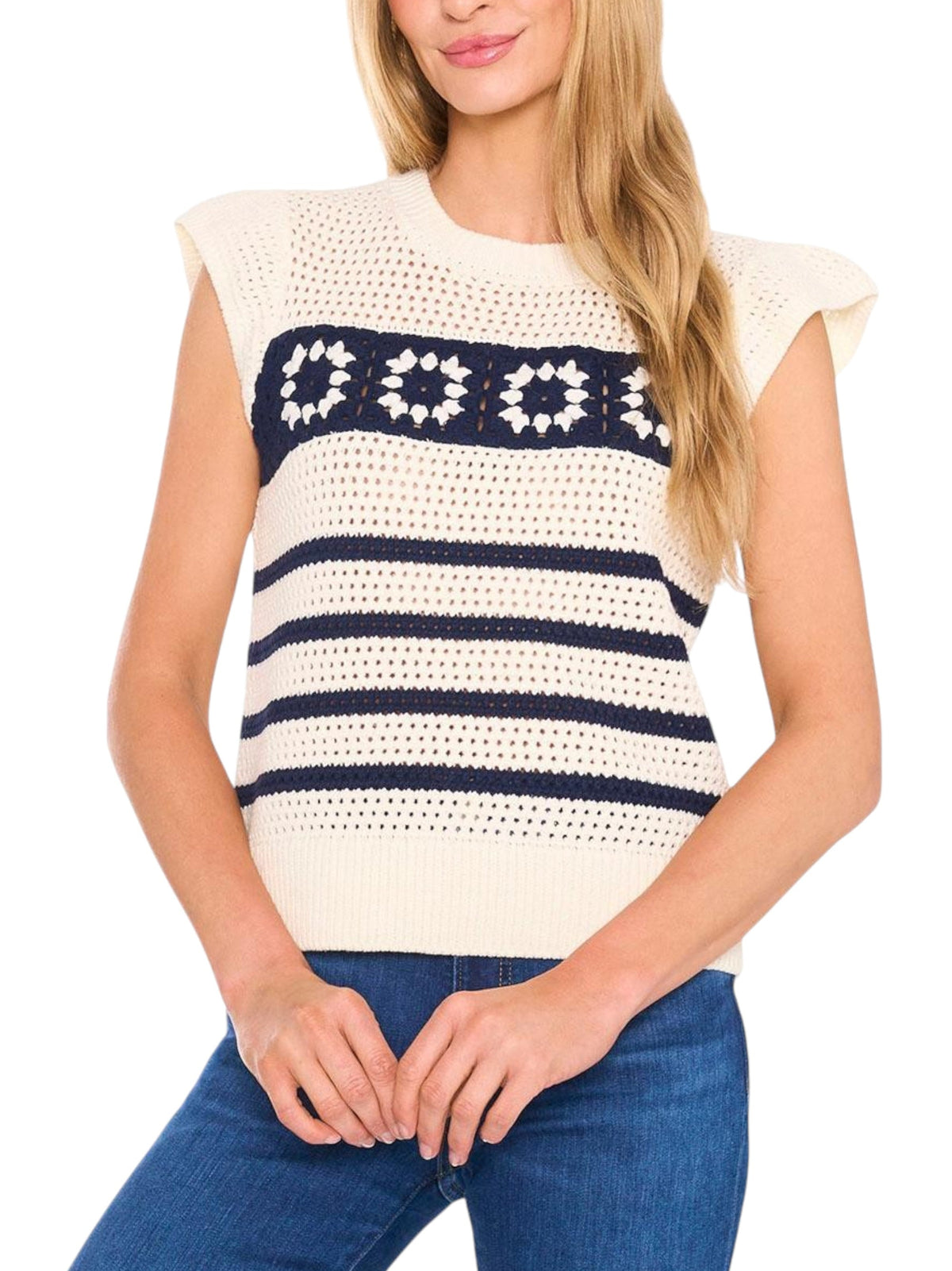 Image for Women's Open Knitted Sweaters,Off White