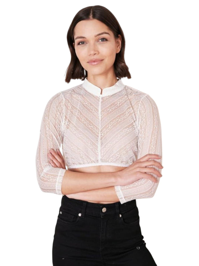 Image for Women's Lace Sheer Top,White
