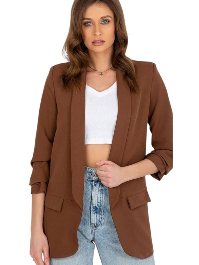 Image for Women's Plain Solid Blazer,Light Brown 