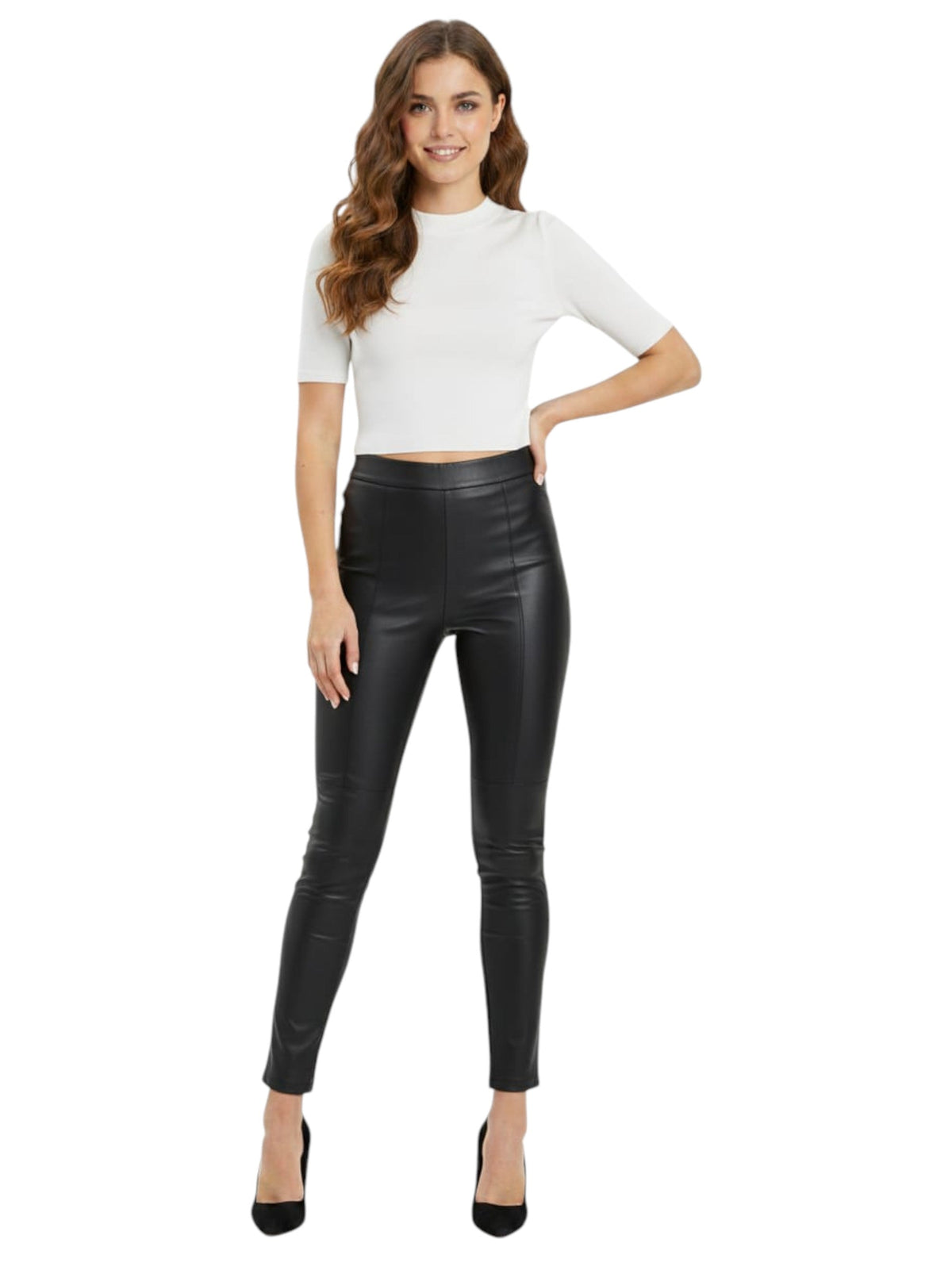 Image for Women's Plain Leather Pant,Black