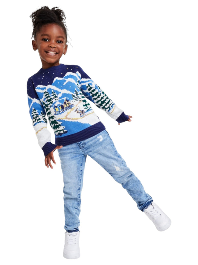 Image for Kids Girl's Graphic Knitted Sweaters,Navy