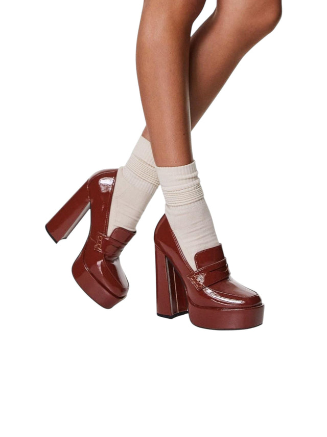 Image for Women's Plain Heeled  Shoes,Shiny Brown