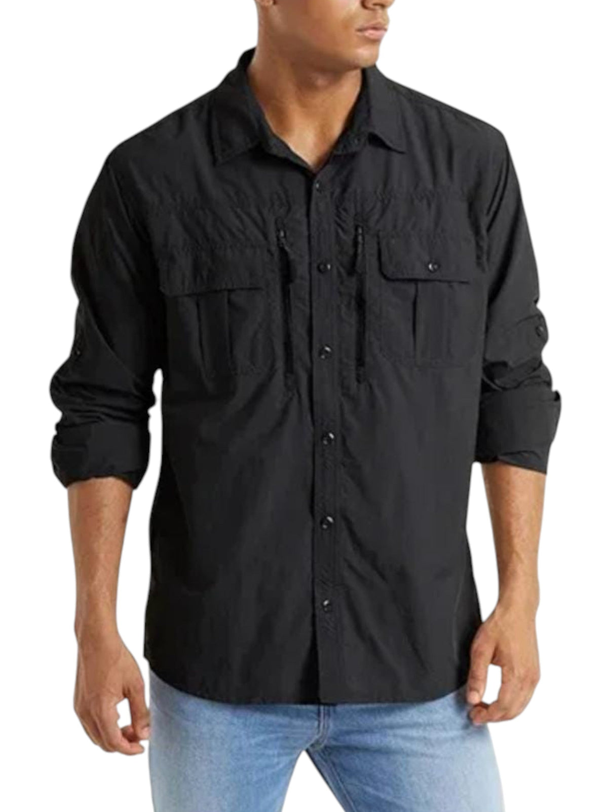 Image for Men's Plain Solid Dress Shirt,Black