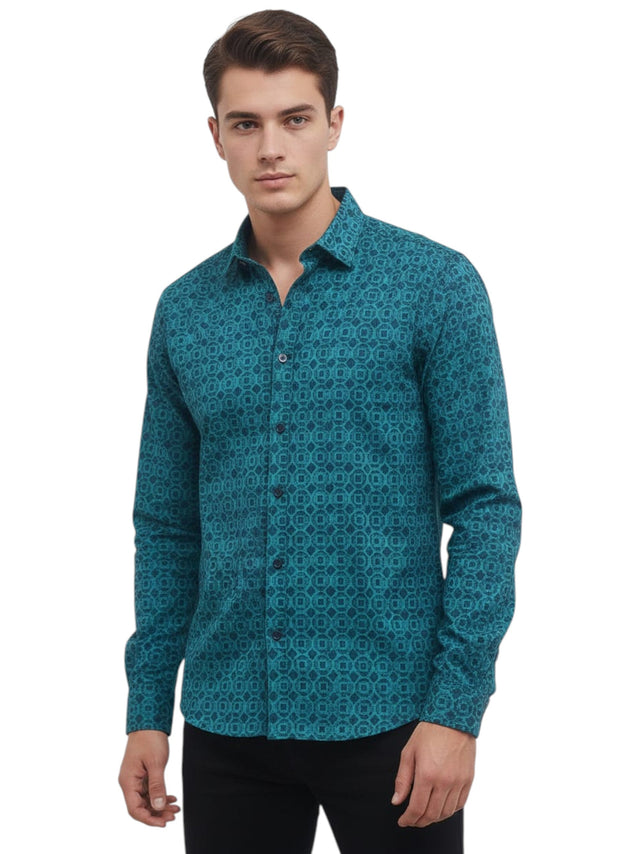Image for Men's Printed Dress Shirt,Light Blue