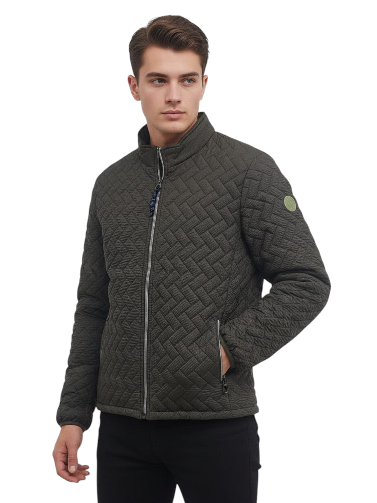 Image for Men's Quilted Jacket,Dark Olive