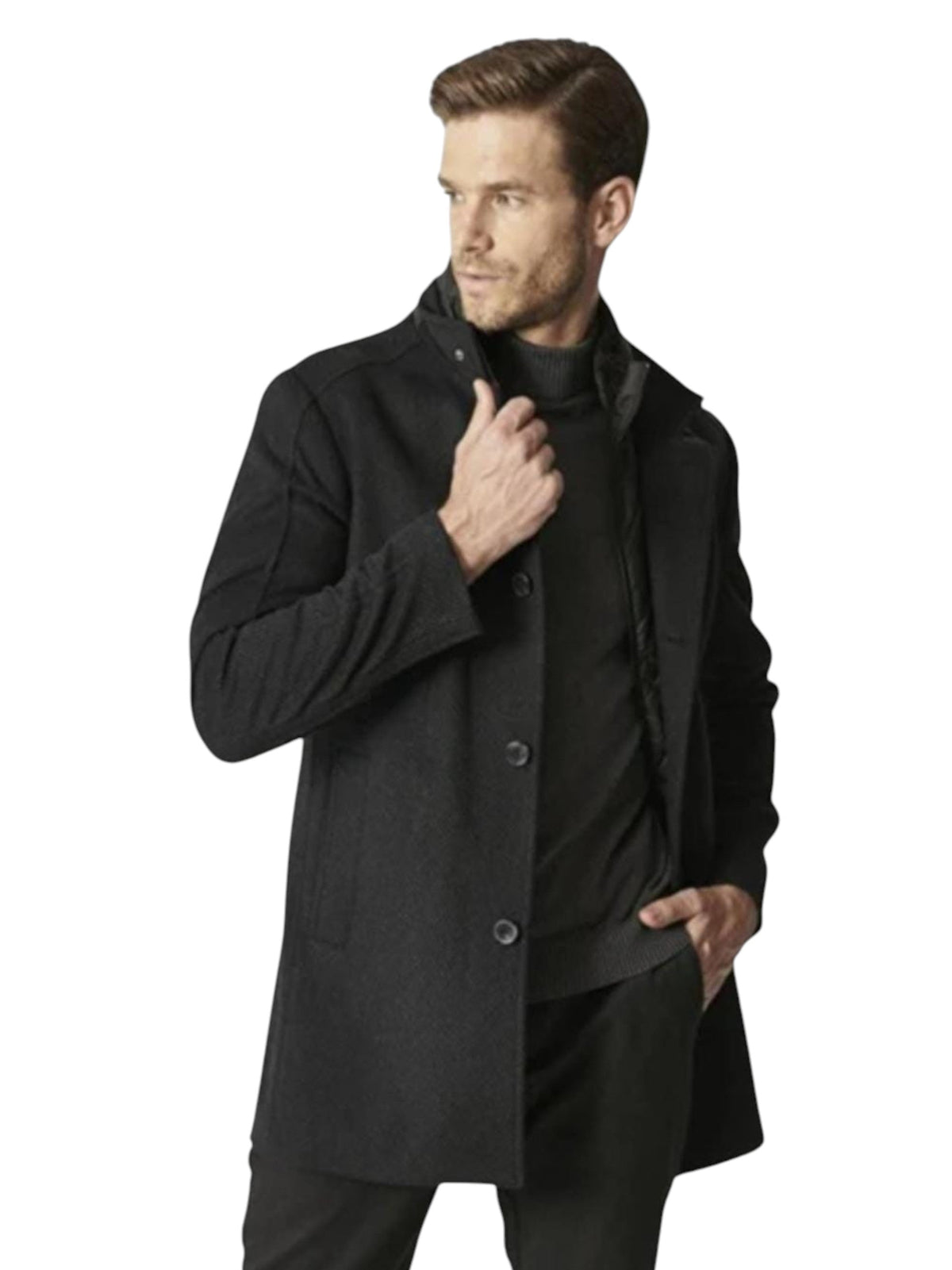 Image for Men's Textured Classic Coat,Dark Grey