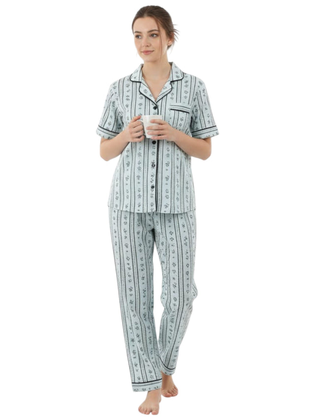 Image for Women's Printed Sleepwear 3 Pice,White