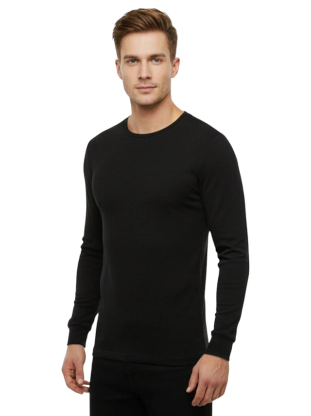 Image for Men's Warm Plain Top,Black