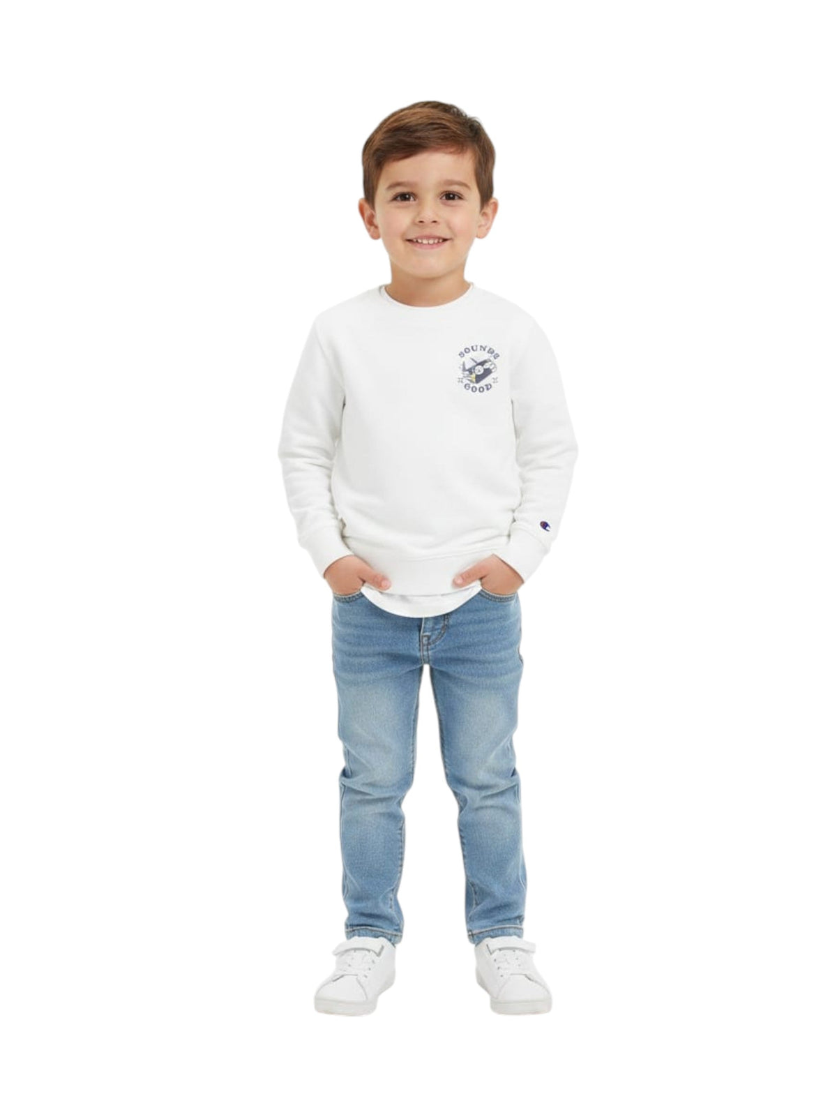 Image for Kids Boy's Graphic Printed Back Sweaters,White