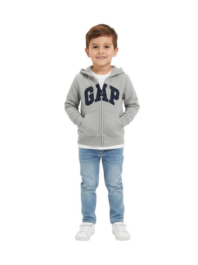 Image for Kids Boy's Brand Logo Printed Hoodie,Light Grey