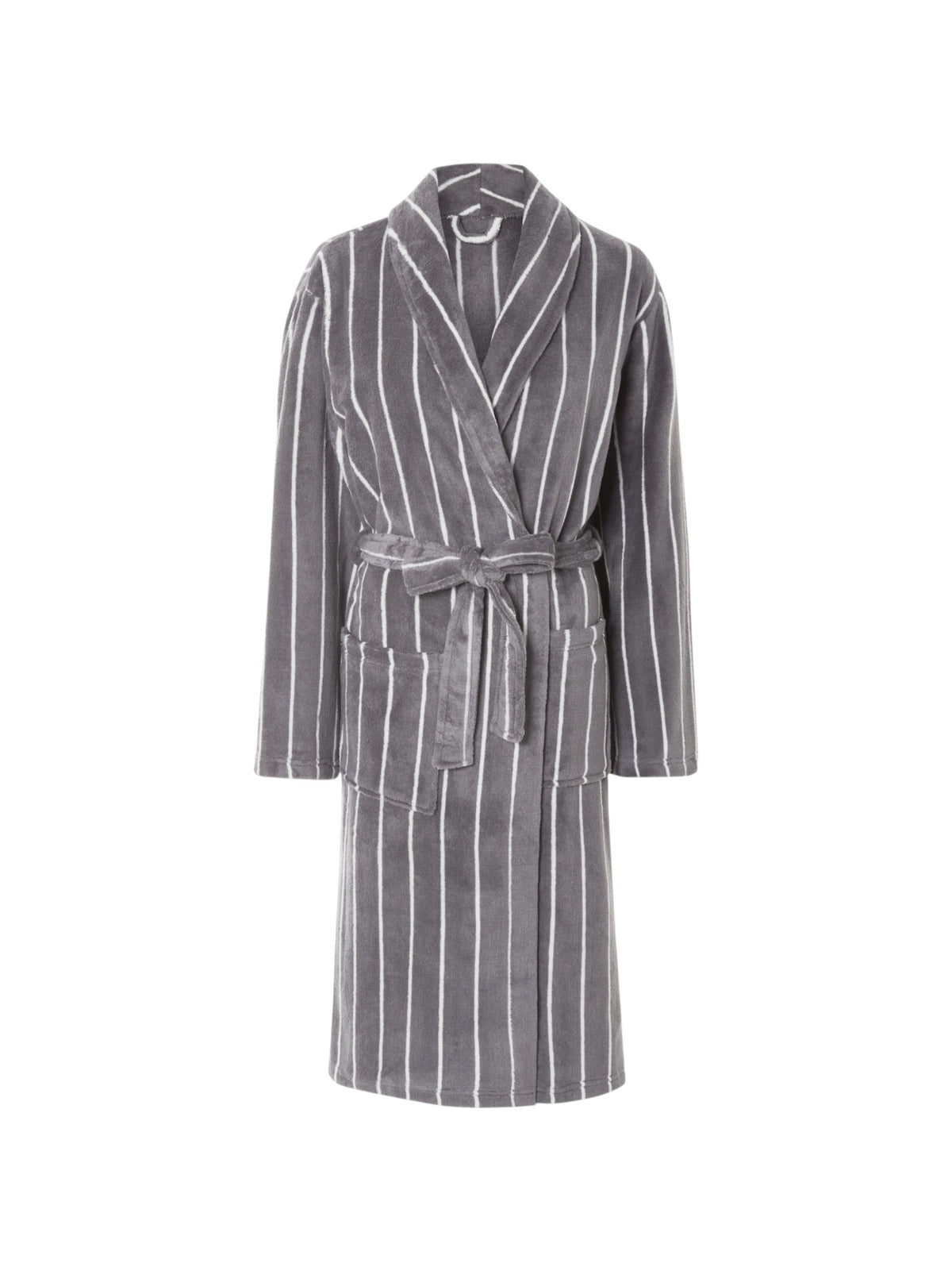 Image for Men's Striped Robe,Grey/White