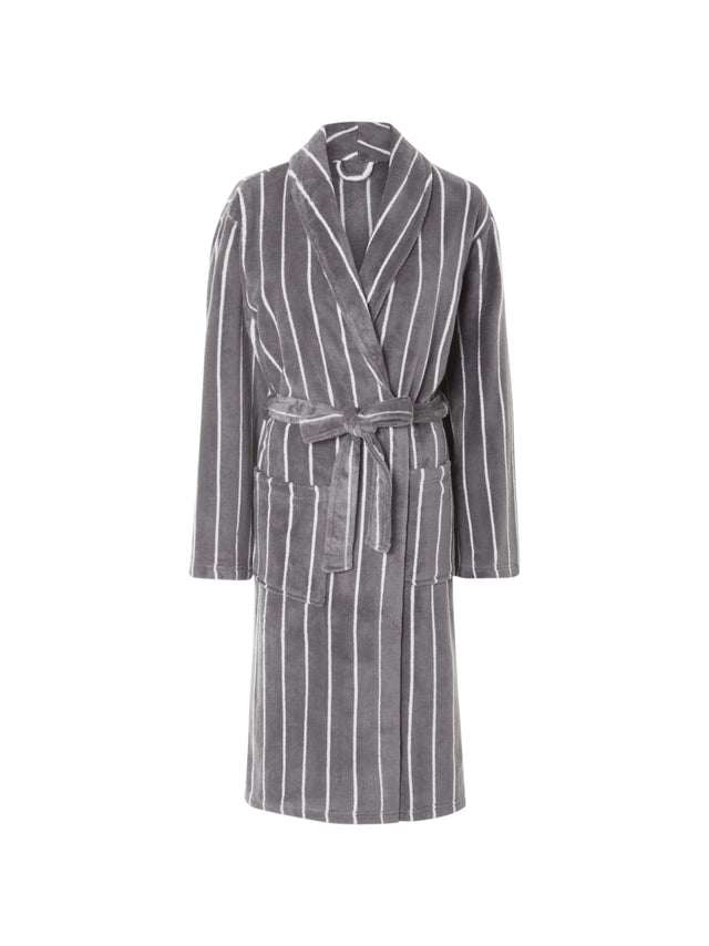 Image for Men's Striped Robe,Grey/White