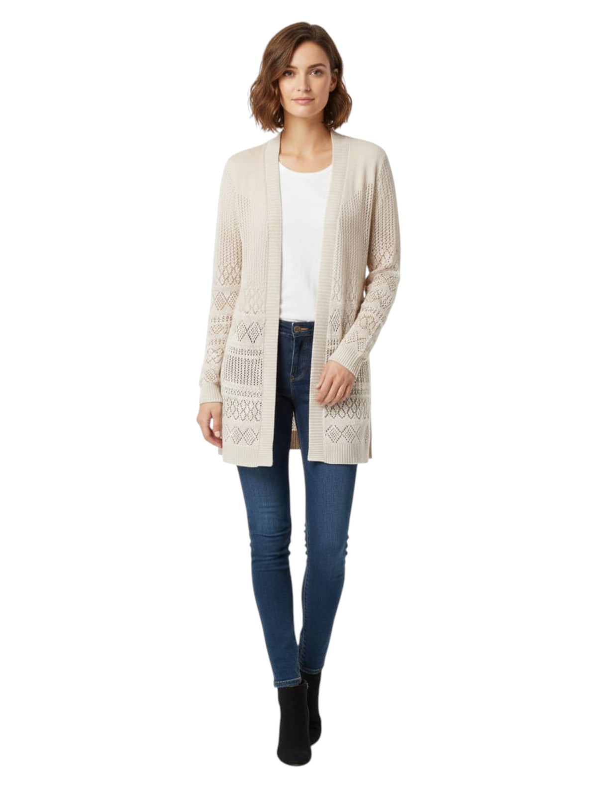 Image for Women's Open Knitted Cardigan,Beige