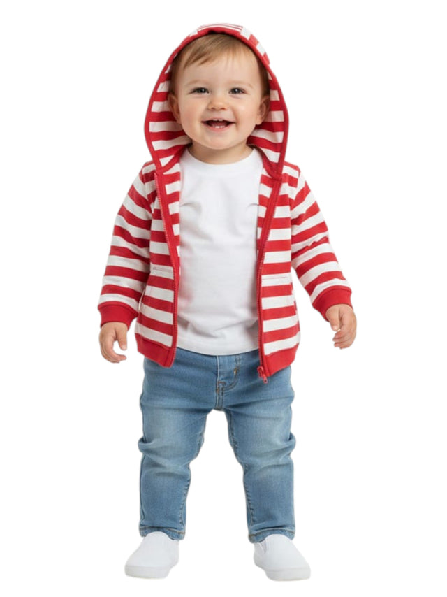 Image for kids Boy's Striped Hoodie,Red/White