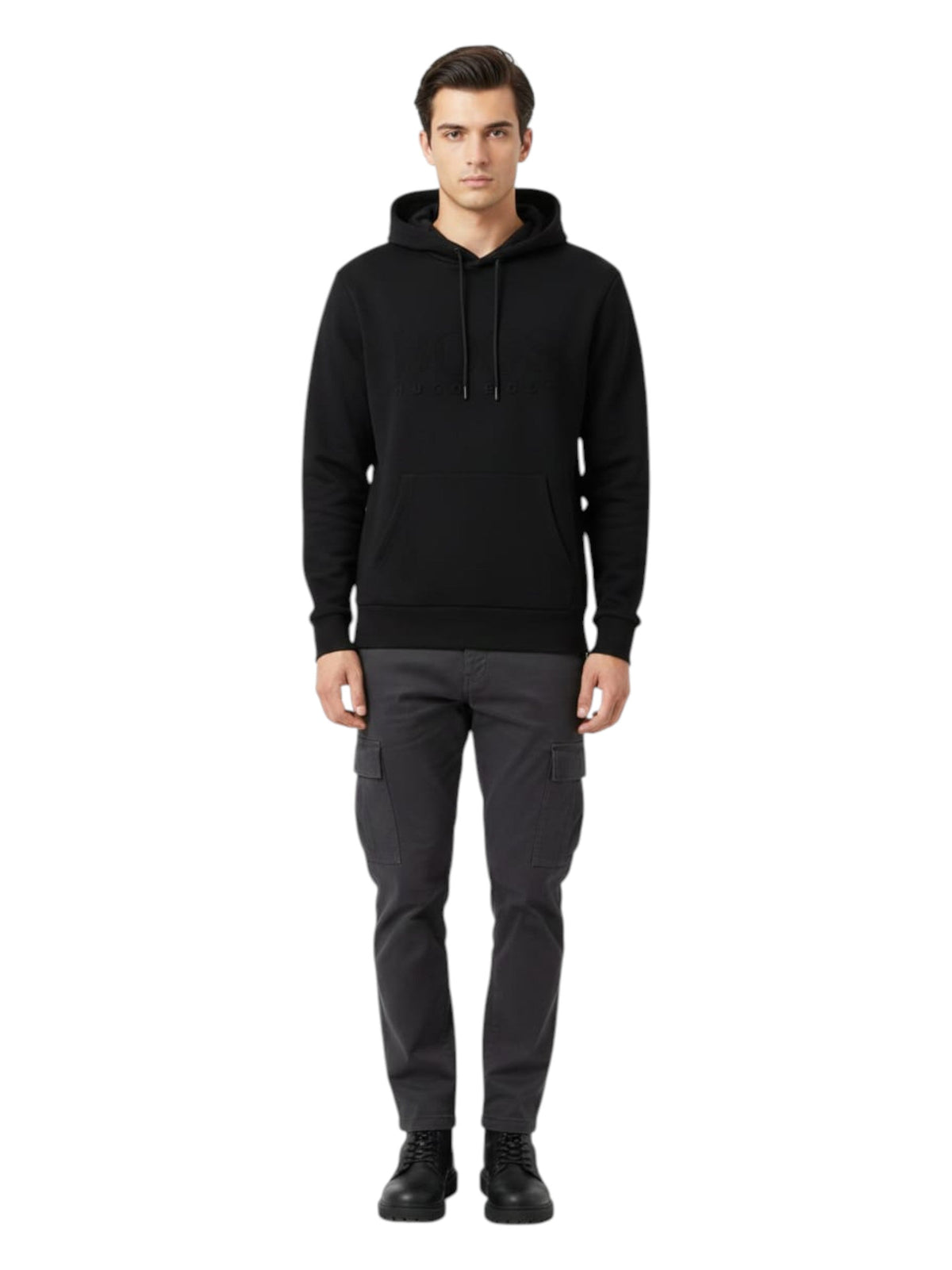 Image for Men's Brand Logo Printed Hoodie,Black