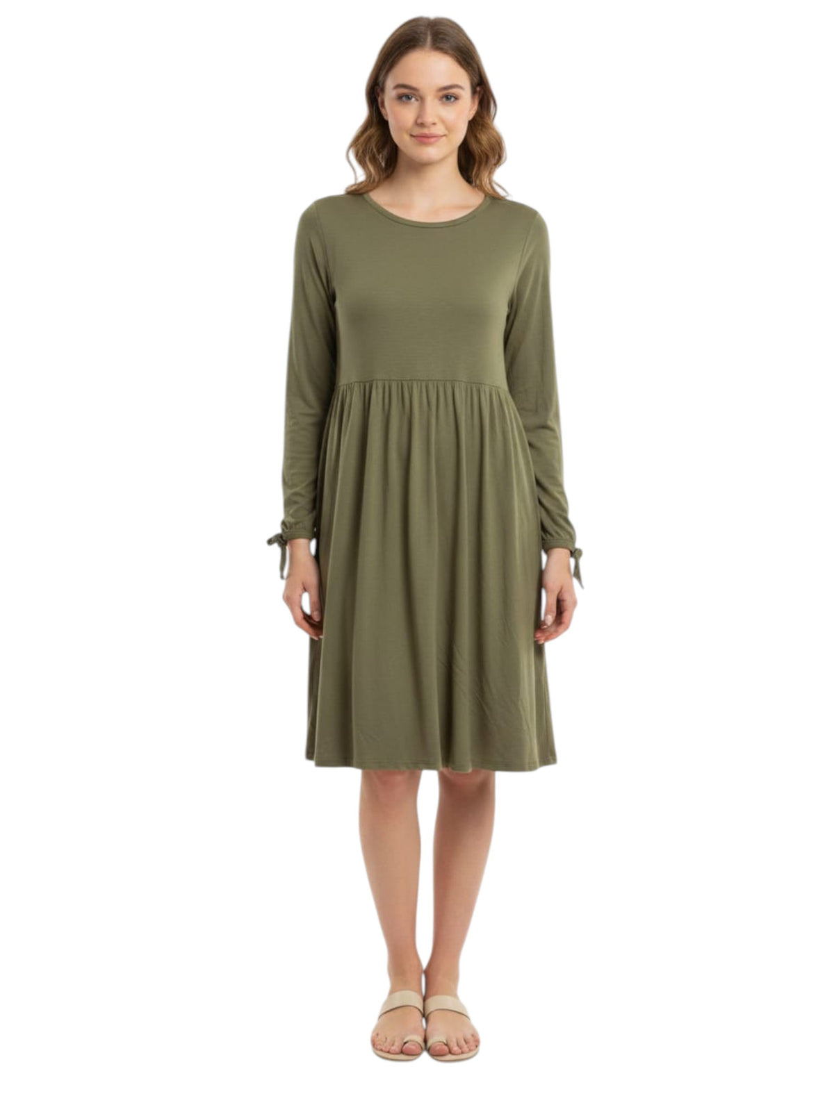 Image for Women's Plain Solid Dress,Olive