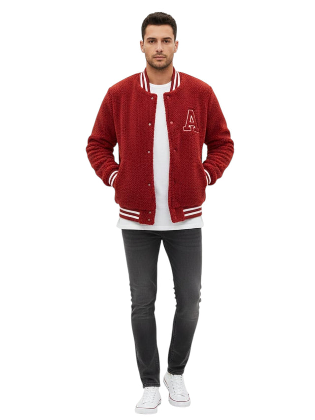 Image for Men's Faux Fur Jacket,Red