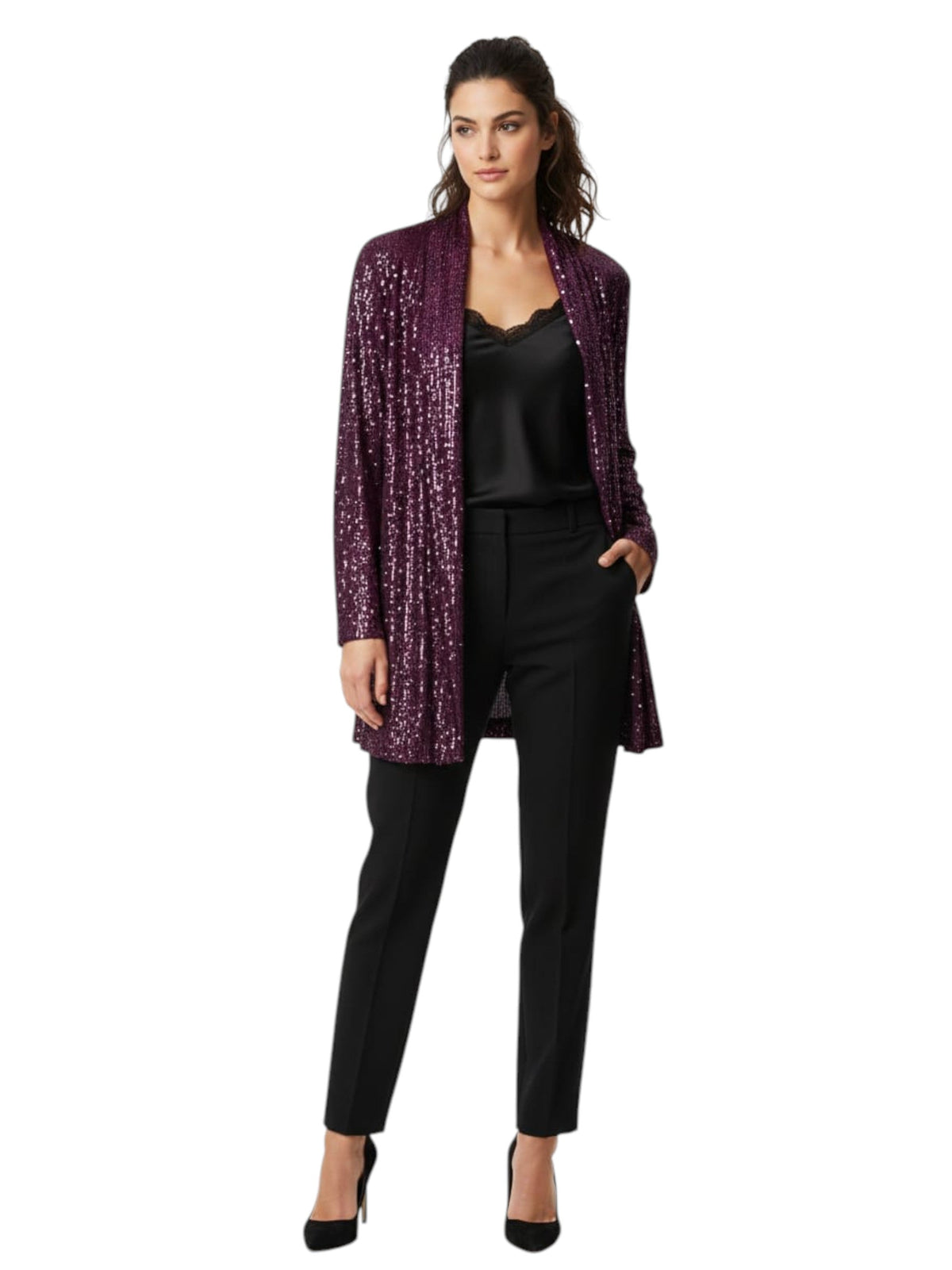 Image for Women's Mesh Cardigan,Purple