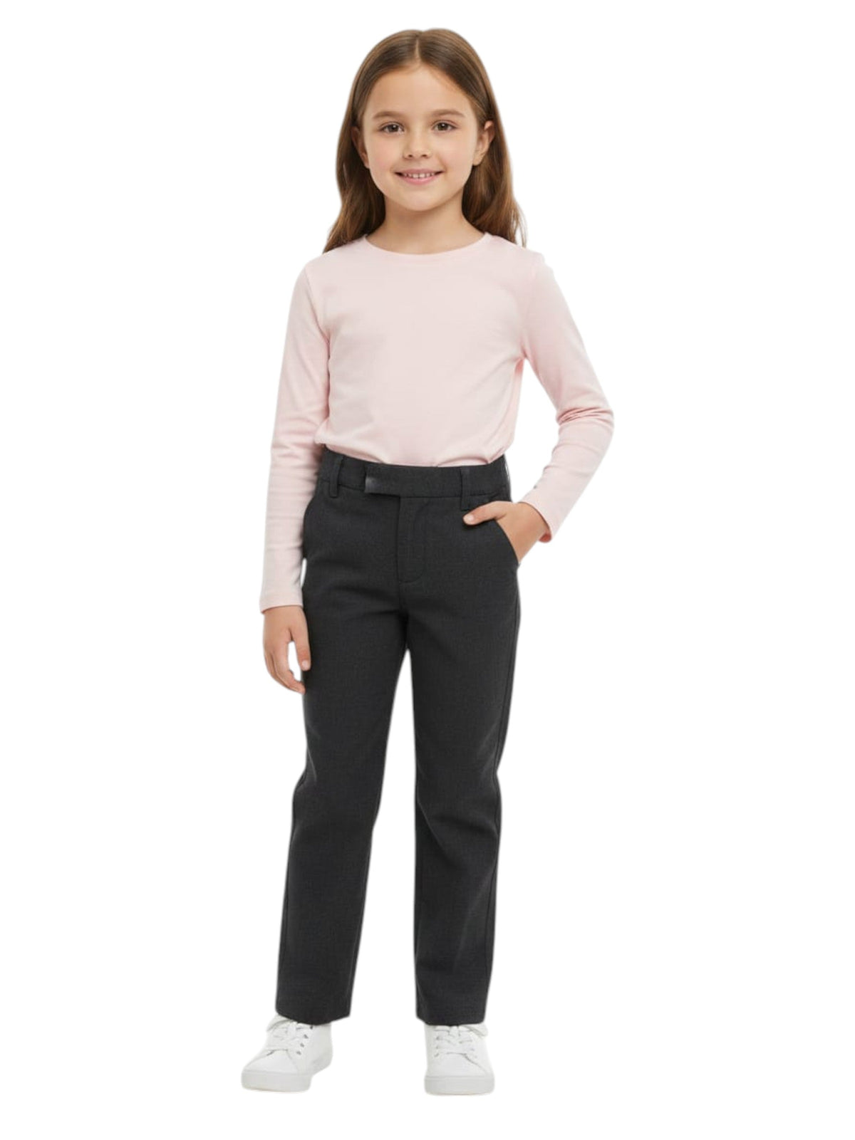 Image for Kids Girl's Plain Solid Classic Pant,Grey