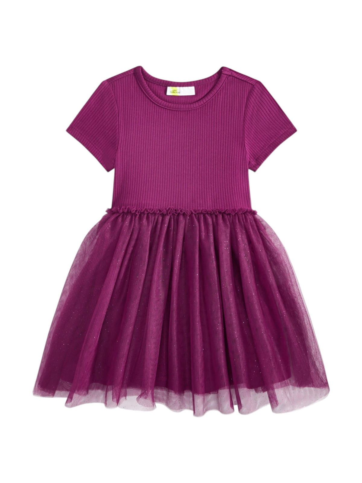 Image for Kids Girl's Ribbed Ruffled Dress,Mauve