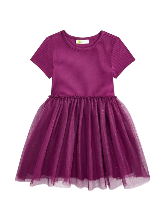 Image for Kids Girl's Ribbed Ruffled Dress,Mauve