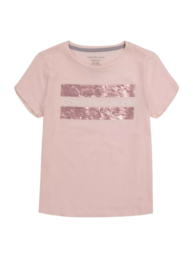Image for Kids Girl's Striped Sequined Top,Light Pink