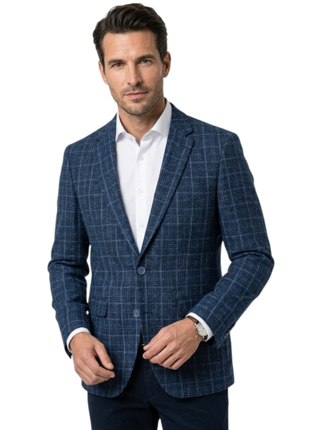 Image for Men's Plaid Blazer,Navy