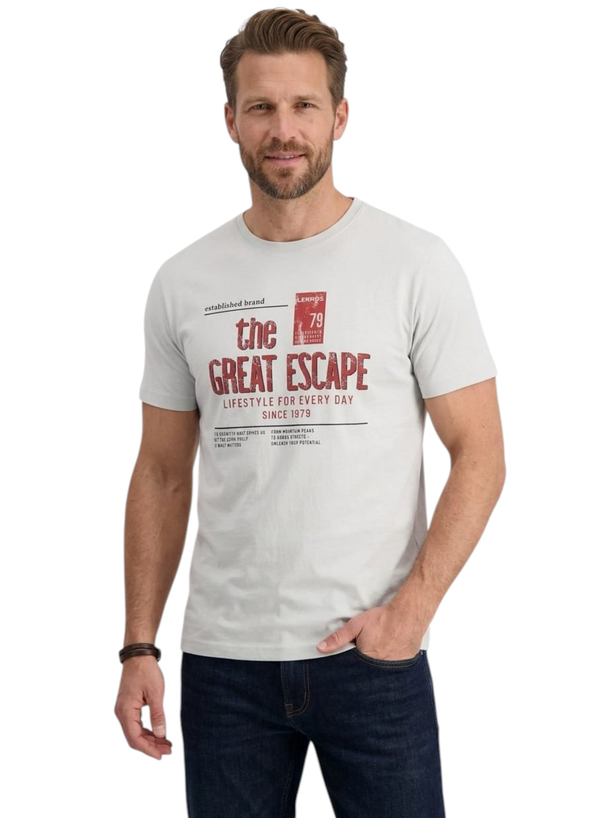 Image for Men's Printed Top,Light Beige