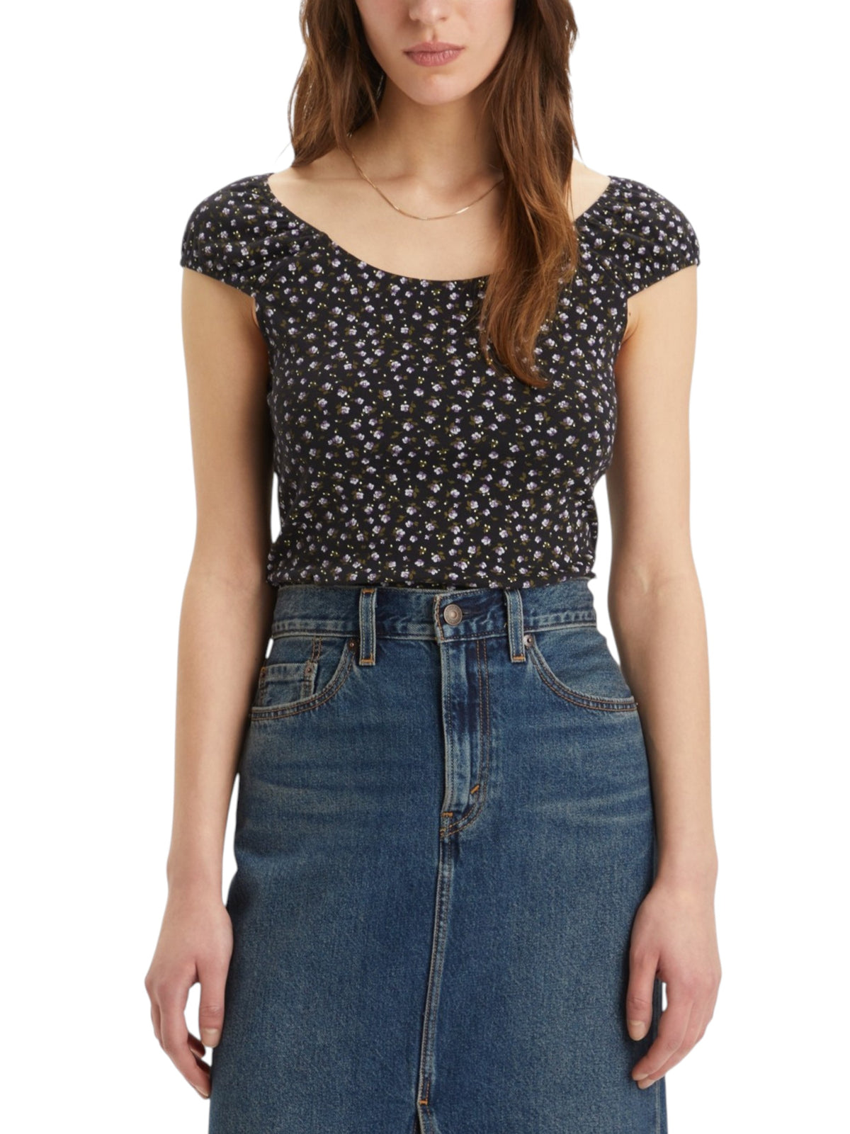Image for Women's Floral Printed Top,Black