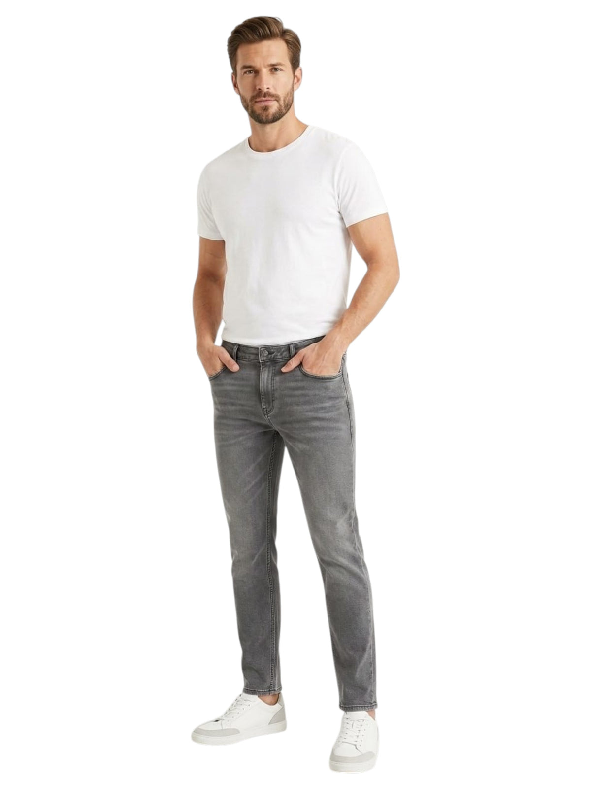 Image for Men's Washed Jeans,Dark Grey