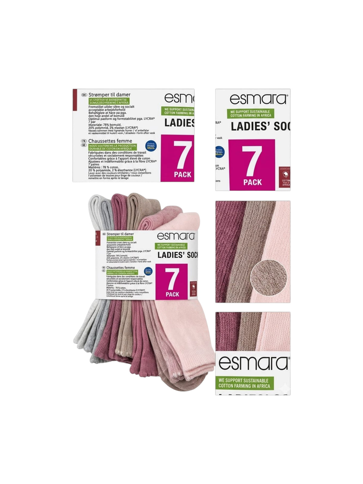 Image for Women's 7 Pairs Set Ribbed Crew Socks,Multi