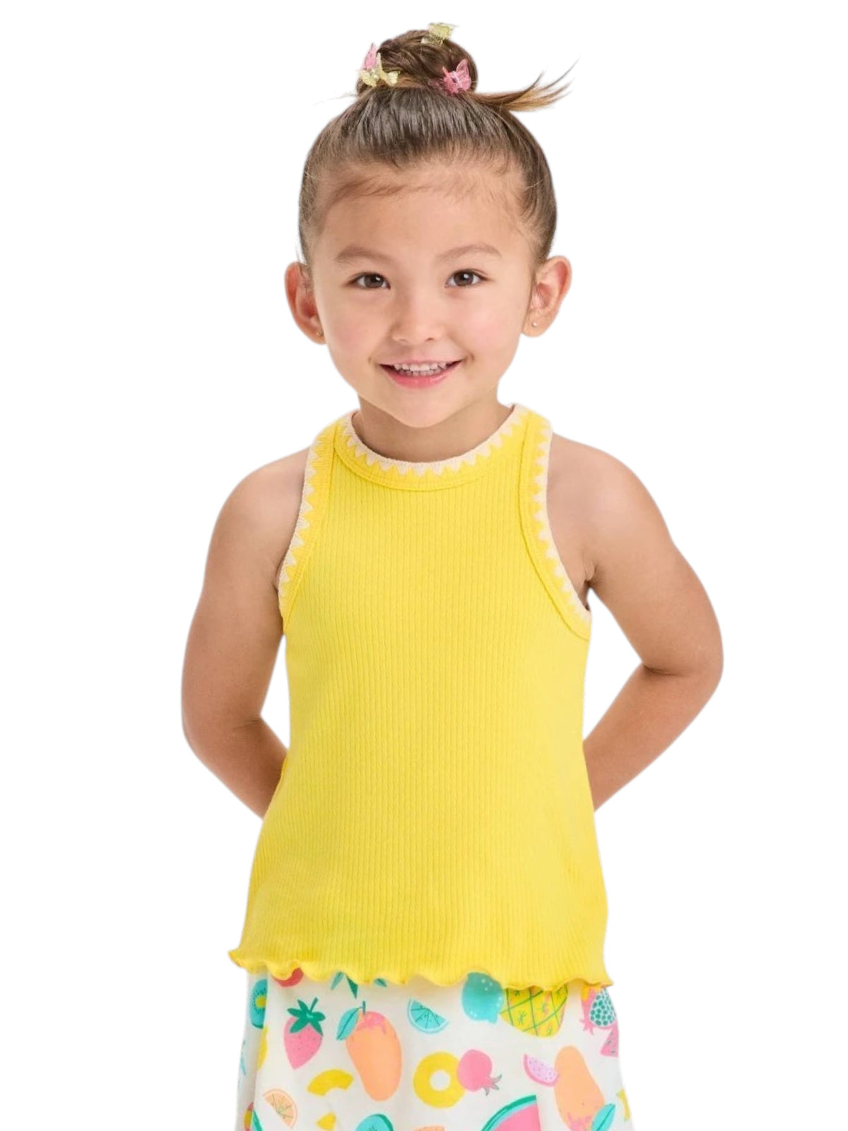 Image for Kids Girl's Ribbed Top,Yellow