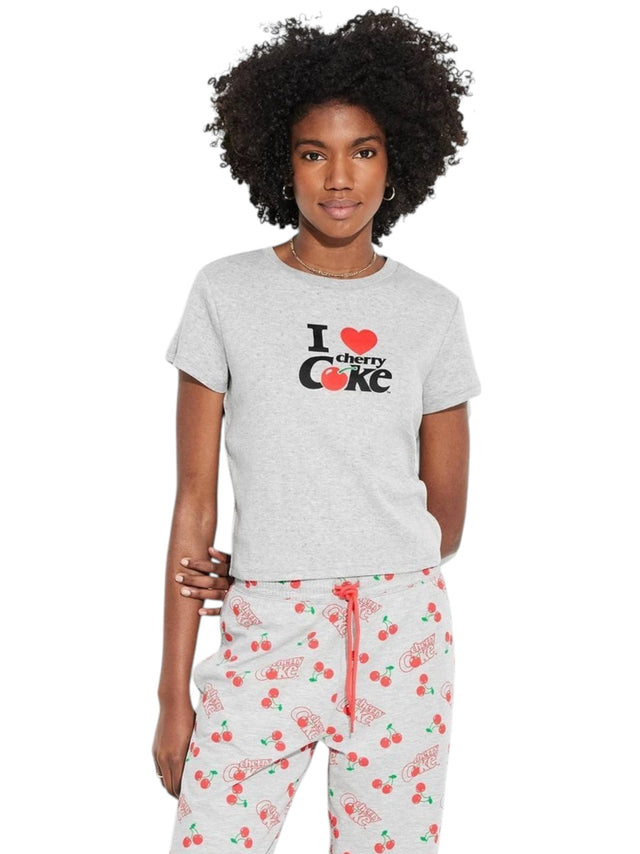 Image for Women's Printed Open Textured Sleepwear Top,Grey