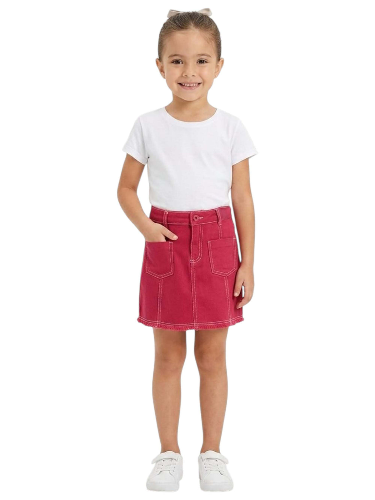 Image for Kids Girl's Plain Solid Skirt,Red