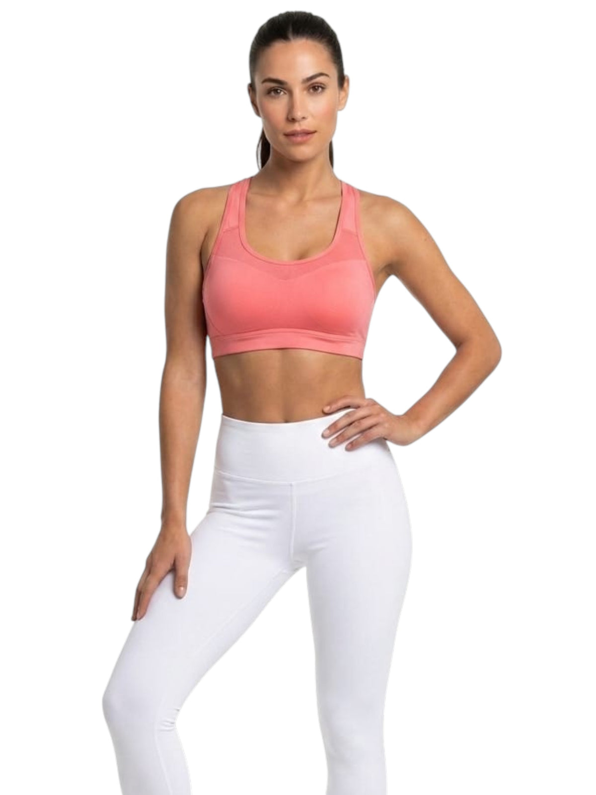 Image for Women's Plain Open Back Sport Bra,Dark Coral
