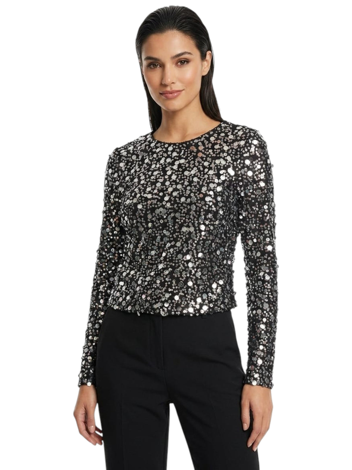 Image for Women's Sequin Top,Black/Silver