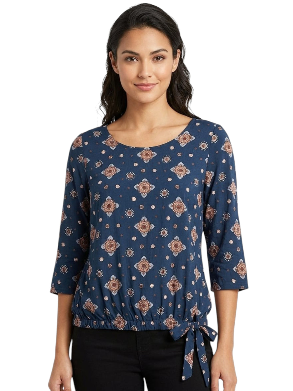 Image for Women's Printed Top,Navy