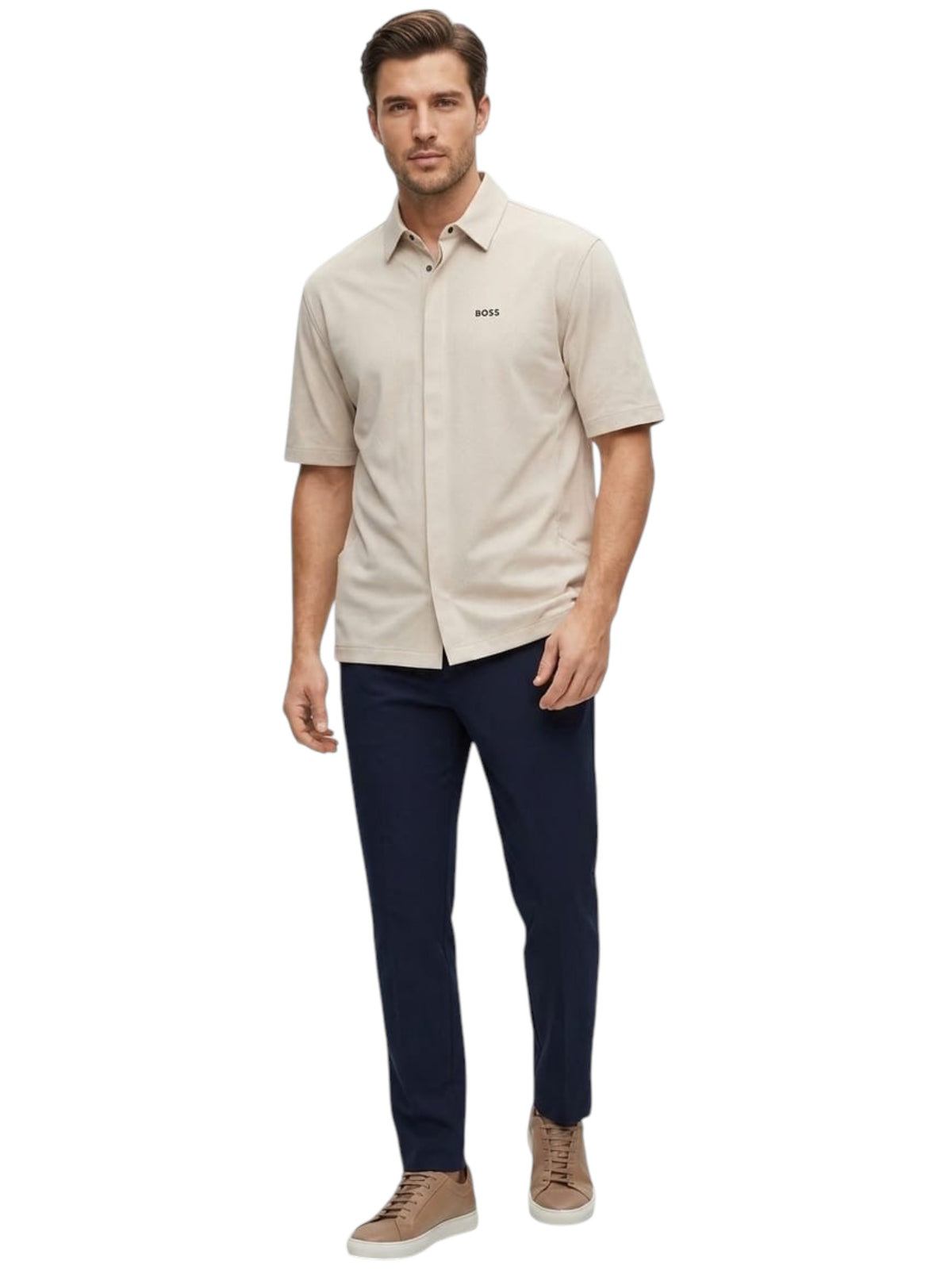 Image for Men's Plain Dress Shirt,Beige