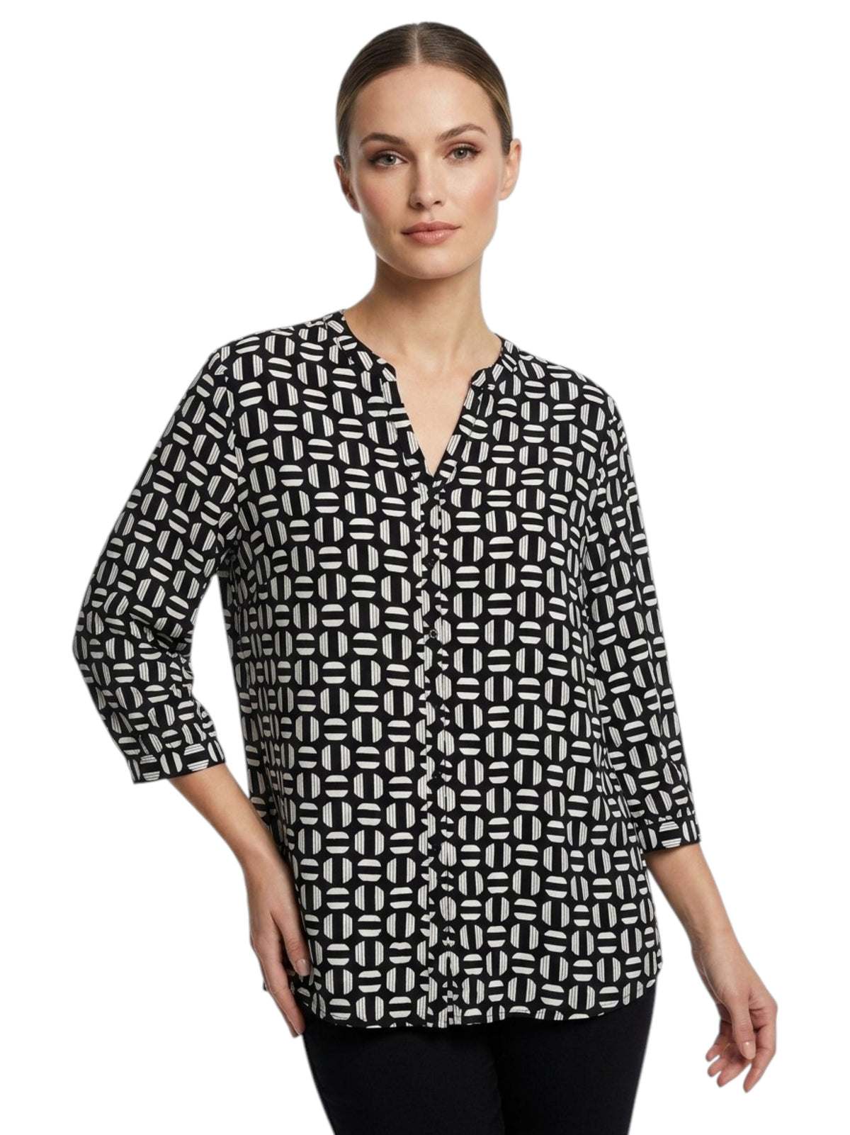 Image for Women's Printed Dress-Shirt,Black