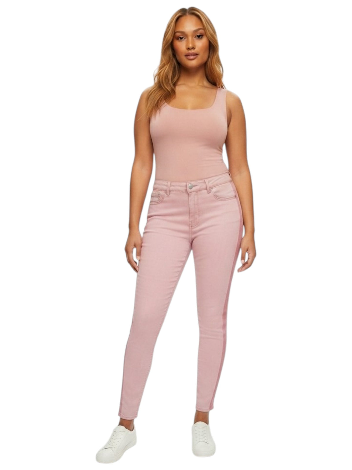 Image for Women's Colorblocked Jeans,Pink