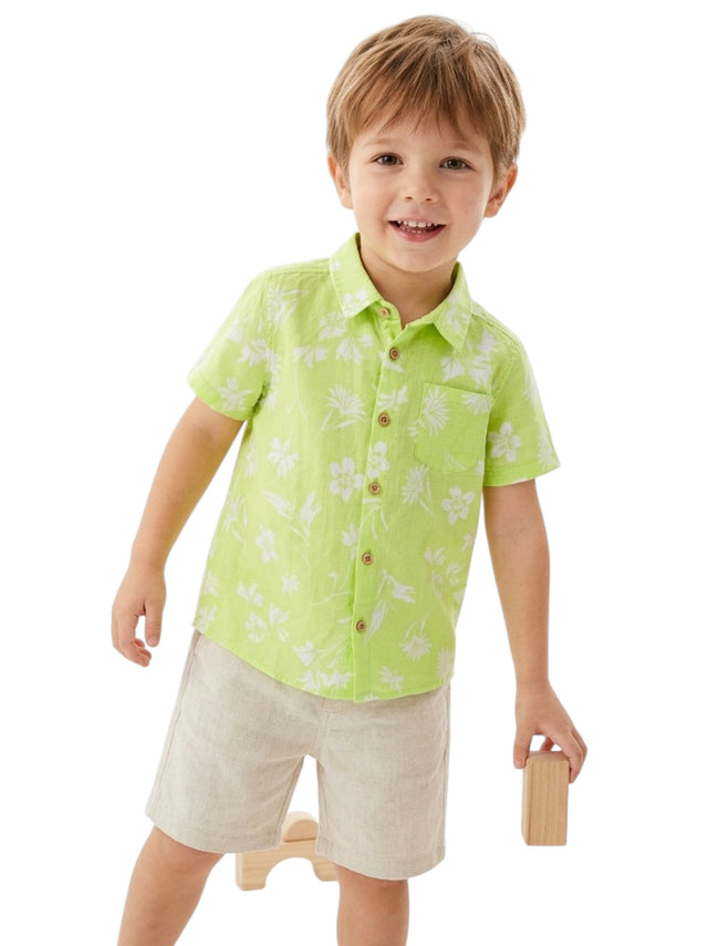Image for Kids Boy's Printed Dress-Shirt,Light Green 