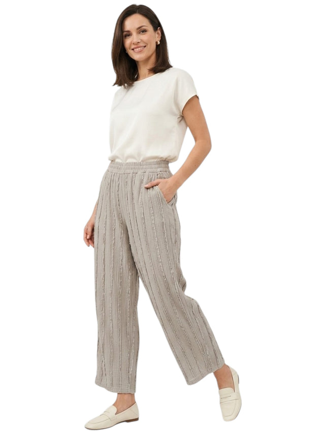 Image for Women's Plain Crinkle Plisse Pant,Dark Beige